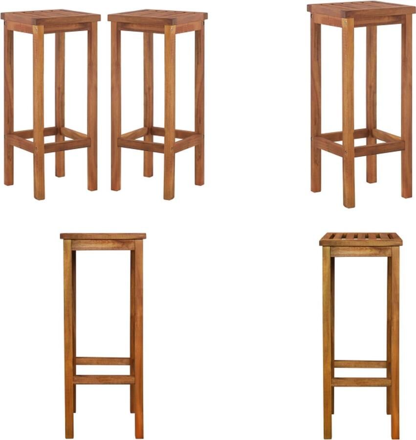 VidaXL Barkrukken 2 st massief acaciahout Barstoel Barstoelen Houten Barstoel Houten Barstoelen