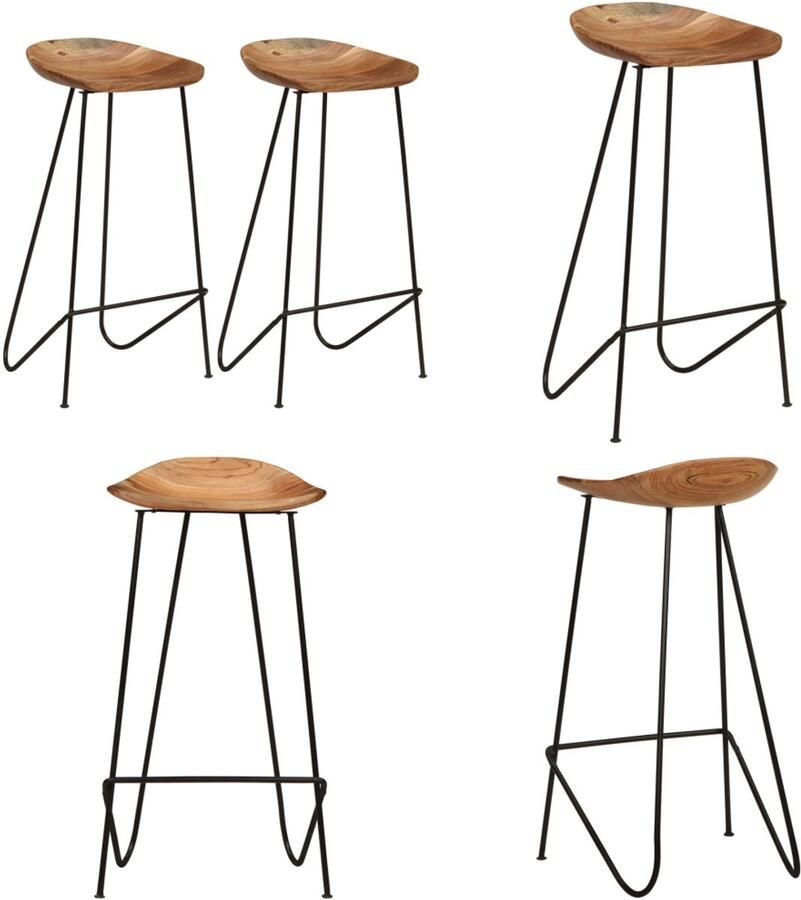 VidaXL Barkrukken 2 st massief acaciahout Barstoel Barstoelen Stoel Stoelen
