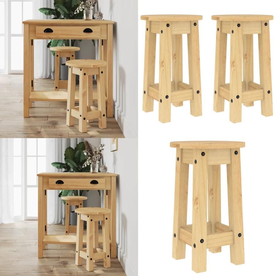 VidaXL Barkrukken 2 st massief grenenhout Barkruk Barkrukken Stoel Barstoel