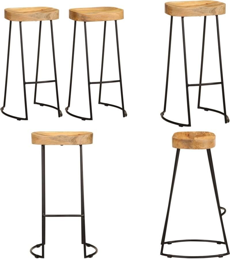 VidaXL Barkrukken 2 st massief mangohout Barkruk Barkrukken Barstoel Barstoelen