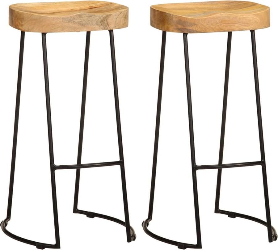 VidaXL -Barkrukken-2-st-massief-mangohout