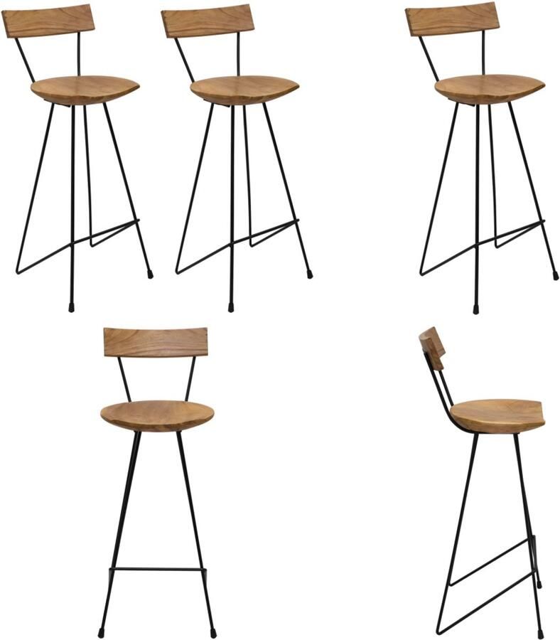 VidaXL Barkrukken 2 st massief teakhout Barstoel Barstoelen Barkruk Barkrukken