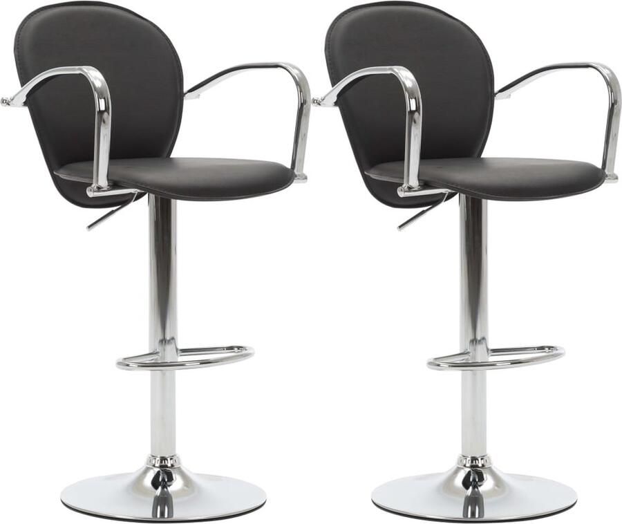 VidaXL Barkrukken 2 st met armleuning Kunstleer Zwart Barstoel Barkruk Eetkamerstoelen Zwarte Stoel Lounge Stoel Moderne Stoel Industriële Stoel Salon Meubilair Zitzakken - Foto 2