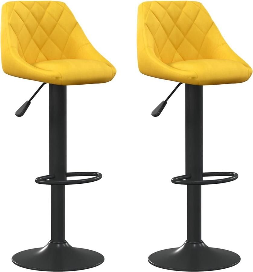 VidaXL Barkrukken 2 st mosterdgeel fluweel Barstoel Barkruk Stoel Lounge Chair Eetkamerstoelen Comfortabele Stoel Hoogwaardig Meubilair Fluweel Stoel Mustard Yellow