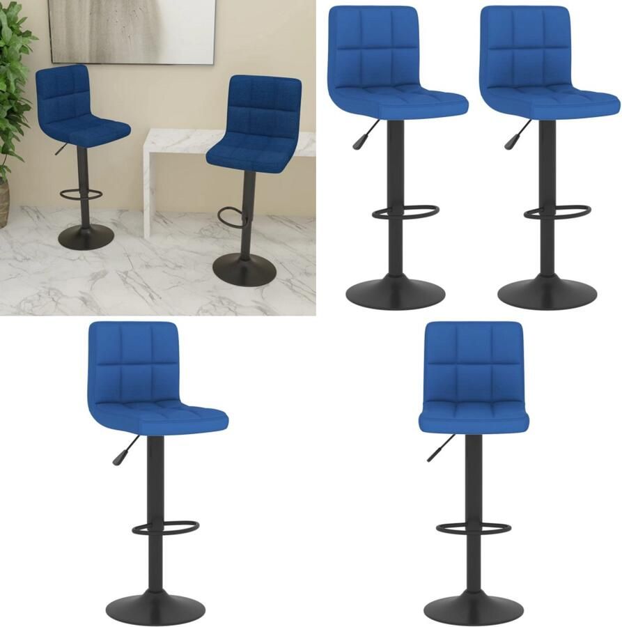 VidaXL Barkrukken 2 st stof blauw Barkruk Barkrukken Barkrukje Barkrukjes