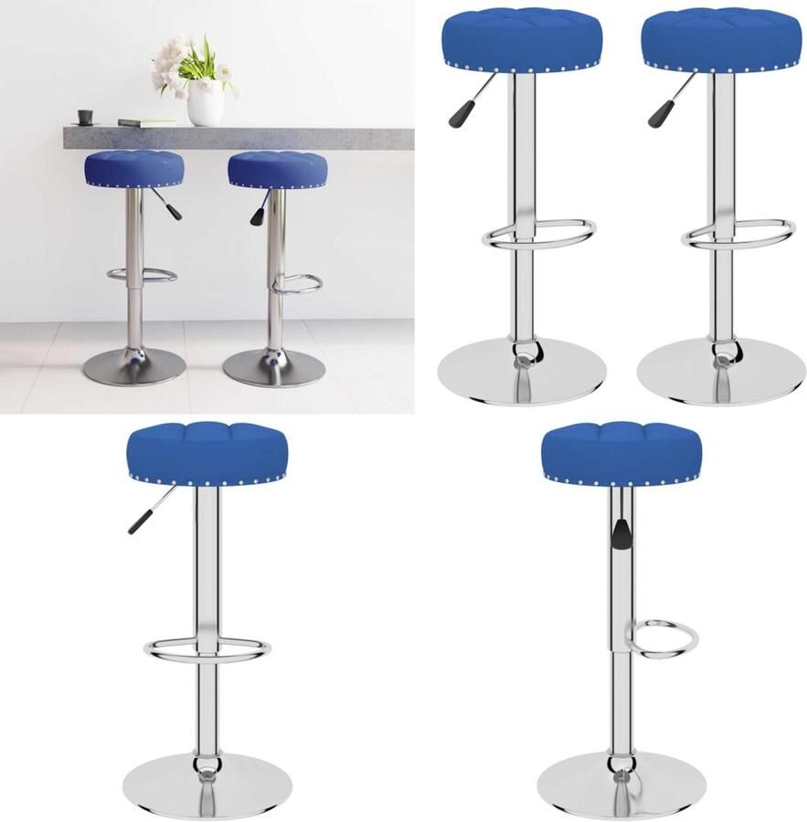 VidaXL Barkrukken 2 st stof blauw Barkruk Barkrukken Barkrukje Barkrukjes