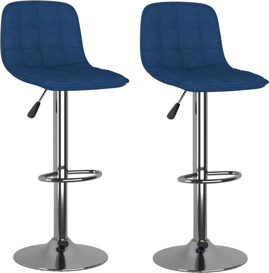 VidaXL Barkrukken Set van 2 Blauw Verstelbaar Barstoel Barstoelen Stoel Stoelen