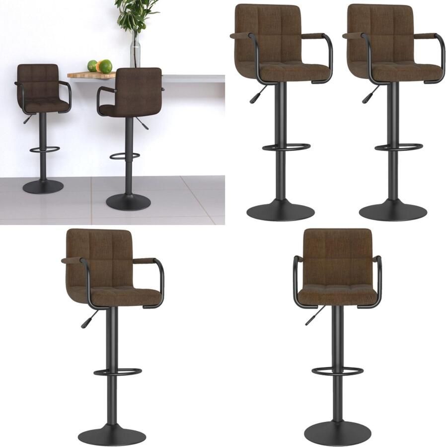 VidaXL Barkrukken 2 st stof bruin Barkruk Barkrukken Barkrukje Barkrukjes