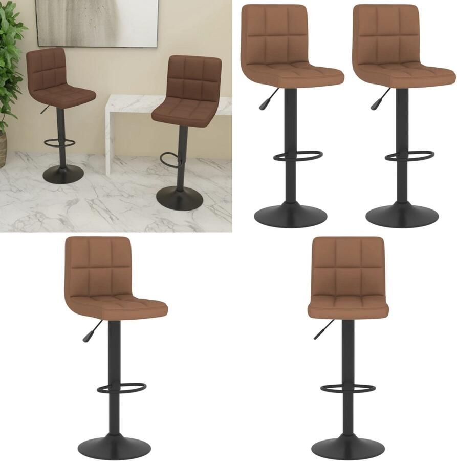 VidaXL Barkrukken 2 st stof bruin Barkruk Barkrukken Barkrukje Barkrukjes