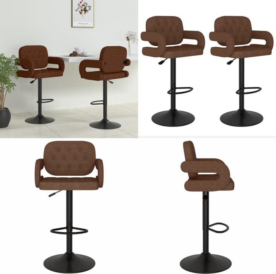 VidaXL Barkrukken 2 st stof bruin Barkruk Barkrukken Barkrukje Barkrukjes