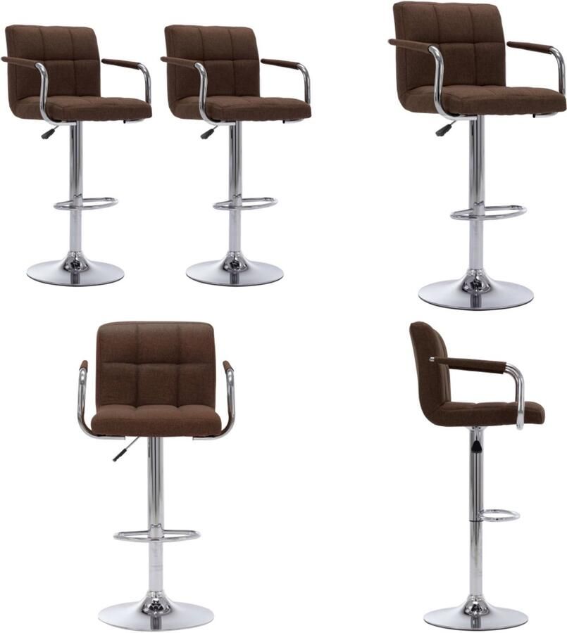 VidaXL Barkrukken 2 st stof bruin Barstoel Barstoelen Barkruk Barkrukken