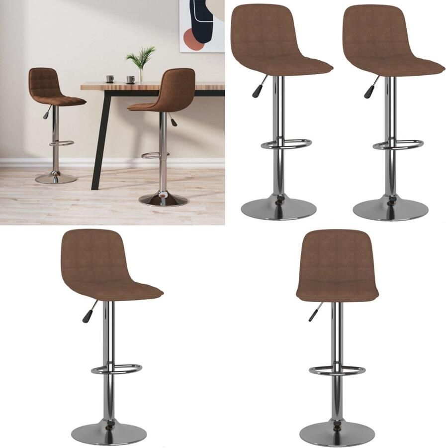 VidaXL Barkrukken 2 st stof bruin Barstoel Barstoelen Stoel Stoelen