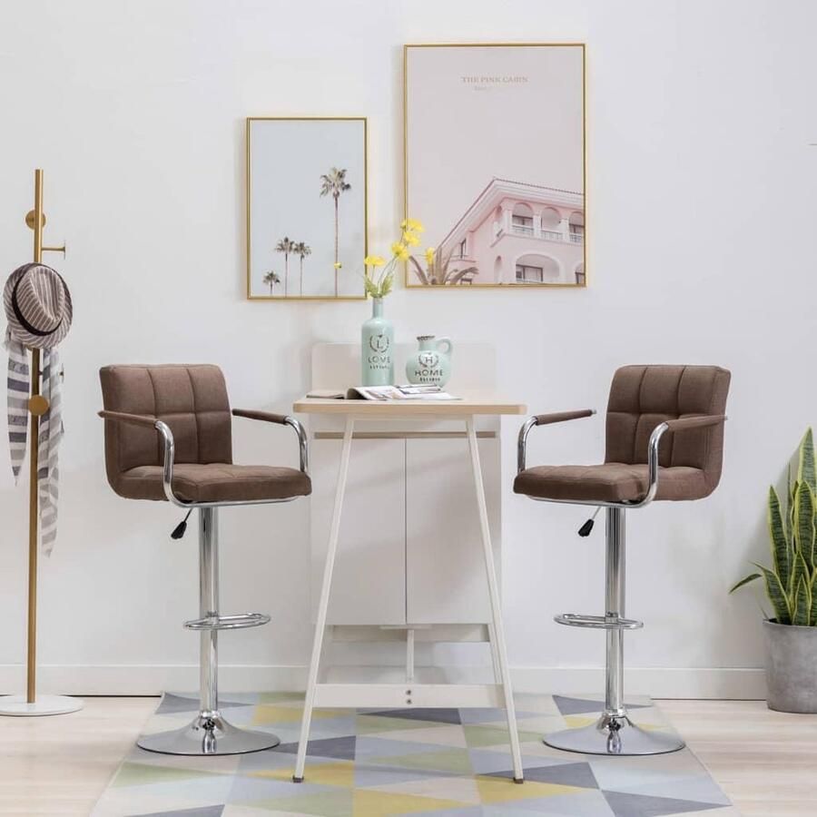 VidaXL Barkrukken 2 st stof bruin