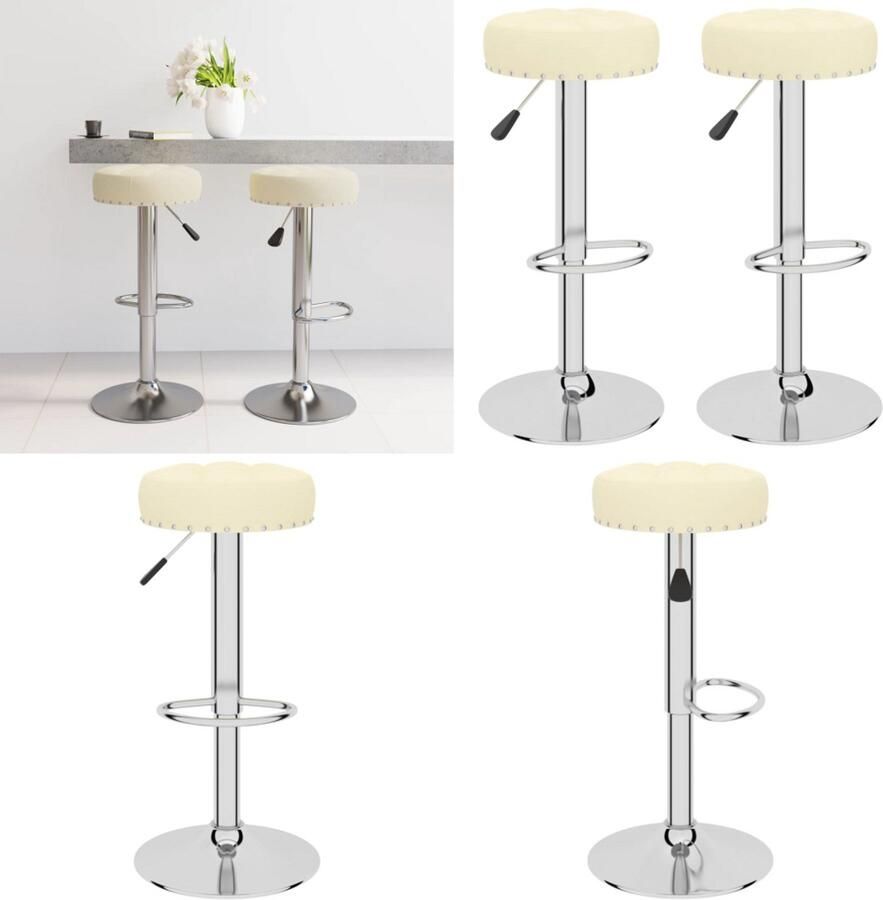 VidaXL Barkrukken 2 st stof crèmekleurig Barkruk Barkrukken Barkrukje Barkrukjes