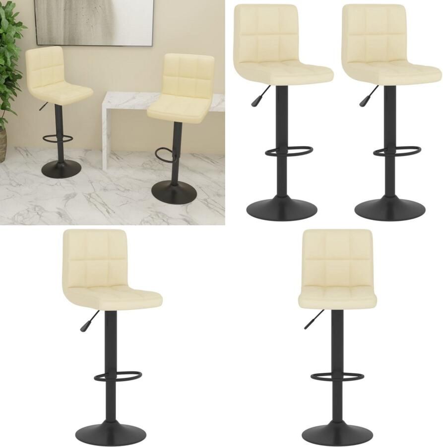 VidaXL Barkrukken 2 st stof crèmekleurig Barkruk Barkrukken Barkrukje Barkrukjes