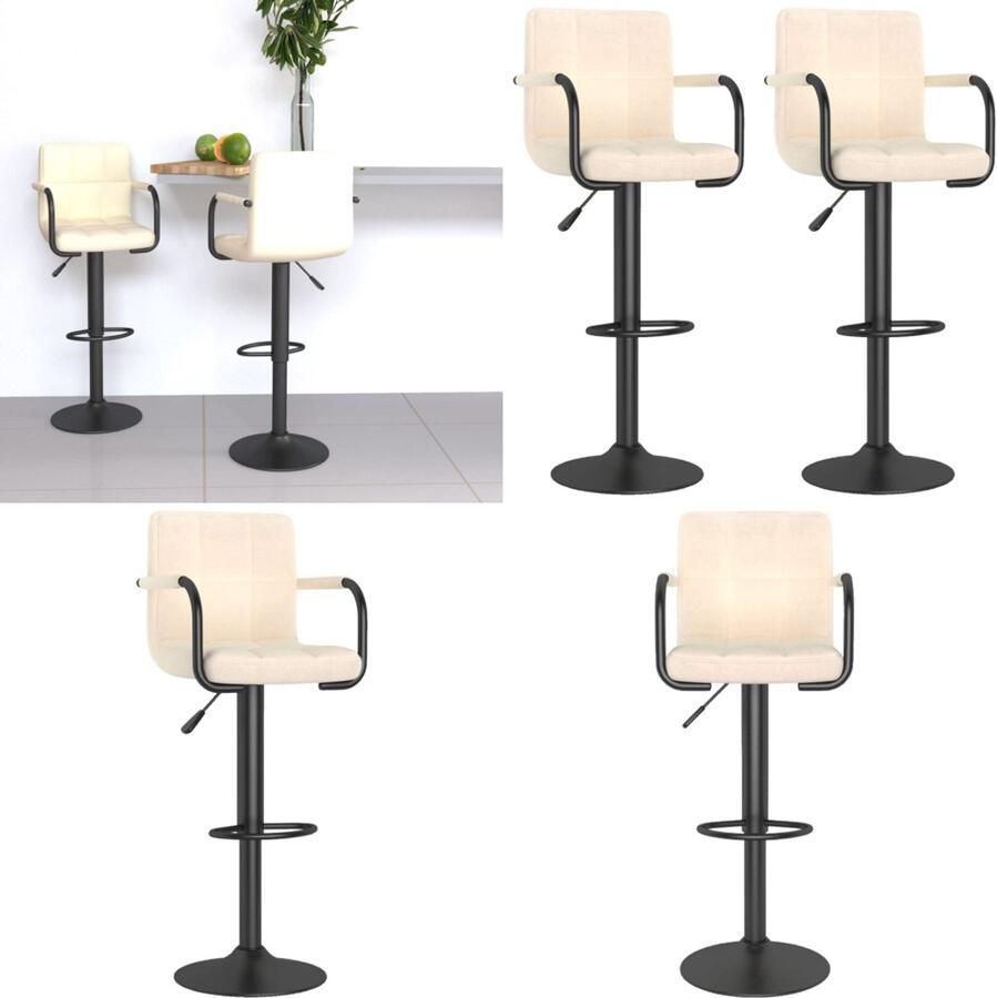 VidaXL Barkrukken 2 st stof crèmekleurig Barkruk Barkrukken Barkrukje Barkrukjes