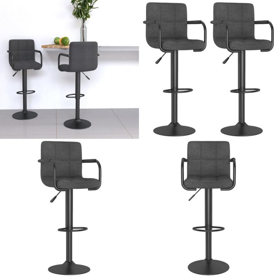 VidaXL Barkrukken 2 st stof donkergrijs Barkruk Barkrukken Barkrukje Barkrukjes