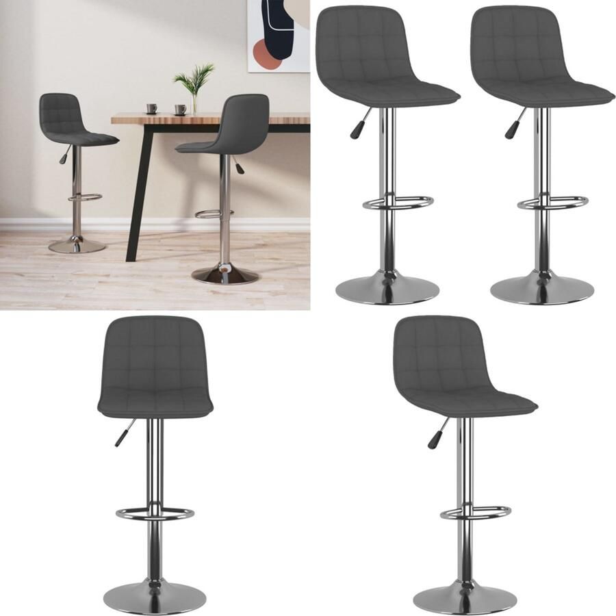 VidaXL Barkrukken 2 st stof donkergrijs Barstoel Barstoelen Stoel Stoelen
