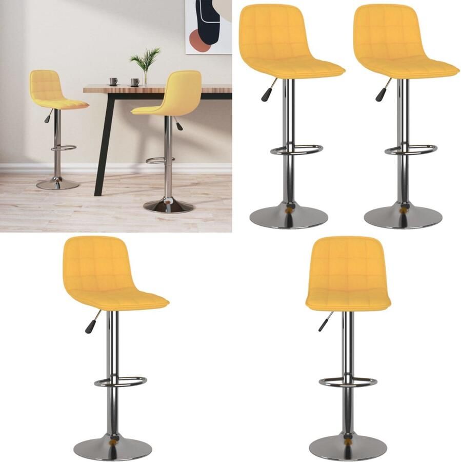 VidaXL Barkrukken 2 st stof geel Barstoel Barstoelen Stoel Stoelen