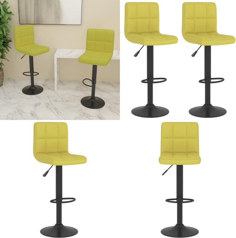 VidaXL Barkrukken 2 st stof groen Barkruk Barkrukken Barkrukje Barkrukjes