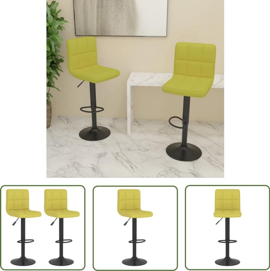 The Living Store Barkrukken 2 st stof groen Barstoel Barkruk Lounge Stoel Eetkamerstoel Modern Meubilair