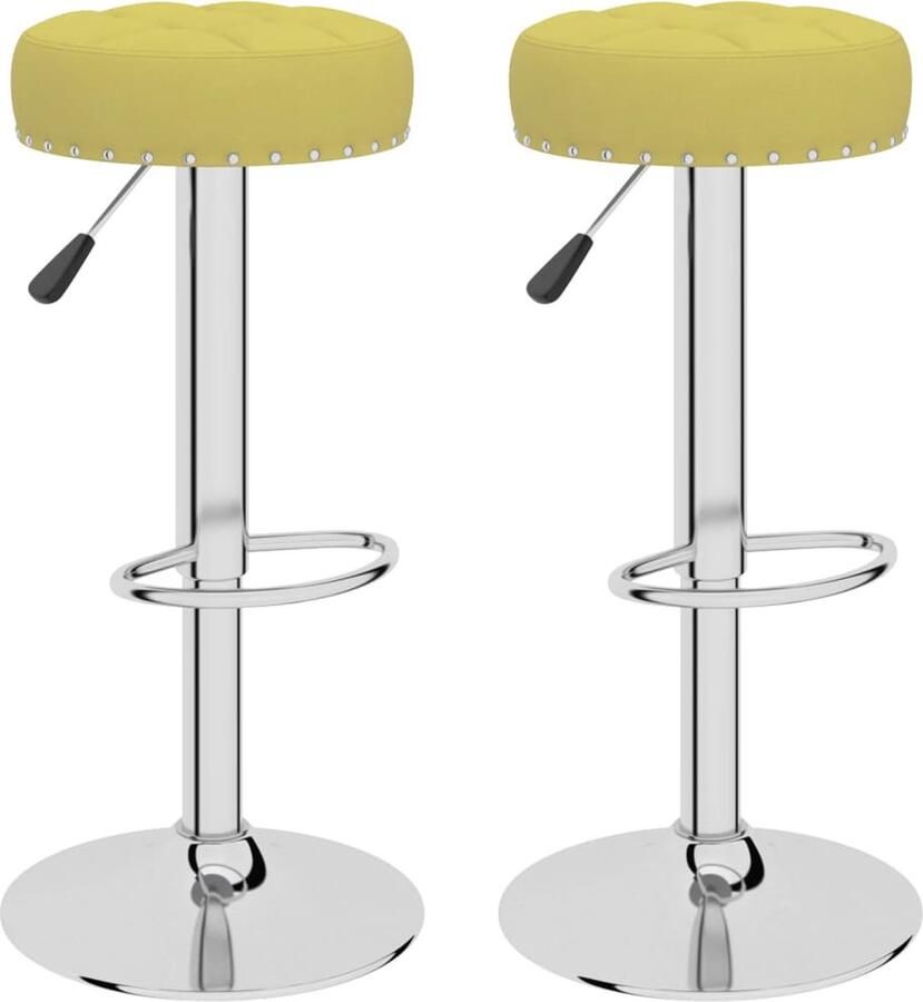 VidaXL Barkrukken Set van 2 Stof Groen Barstühlen Krukjes Eetkamerstoel Stoffen Barkruk Groene Barkruk Draaibare Barkruk Barkrukken Set Design Barkruk Hoge Barkruk Adjustable Height Chair