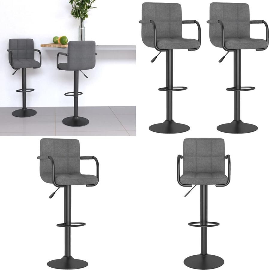 VidaXL Barkrukken 2 st stof lichtgrijs Barkruk Barkrukken Barkrukje Barkrukjes