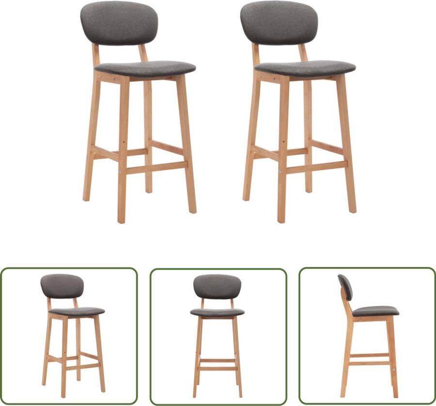 VidaXL Barkrukken 2 st stof lichtgrijs Barstooi Eetkamerstoel Lounge Stoel Modern Interieur Grijs Meubilair Houten Stoel Comfortabele Stoel