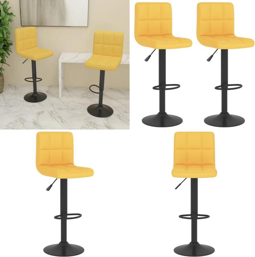 VidaXL Barkrukken 2 st stof mosterdgeel Barkruk Barkrukken Barkrukje Barkrukjes