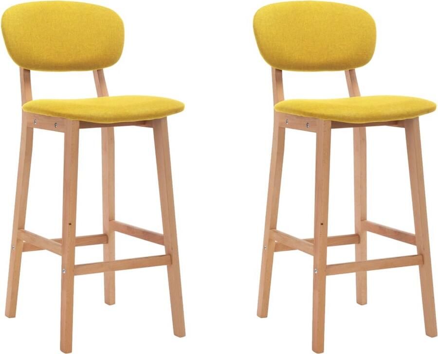 VidaXL Barkrukken Set van 2 Mosterdgeel Stof Barstooi Barkrukken Eetkamerstoelen Mosterdgele Stoffen Meubels Comfort - Foto 2