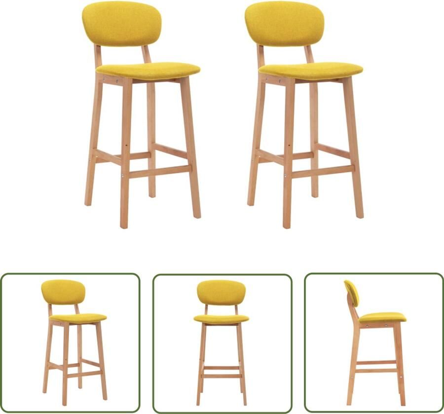 VidaXL Barkrukken Set van 2 Mosterdgeel Stof Barstooi Barkrukken Eetkamerstoelen Mosterdgele Stoffen Meubels Comfort