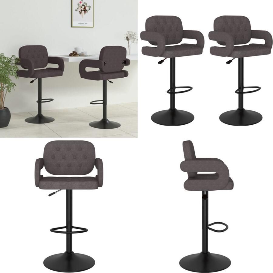 VidaXL Barkrukken 2 st stof taupe Barkruk Barkrukken Barkrukje Barkrukjes