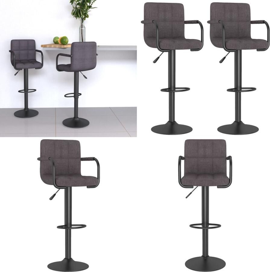 VidaXL Barkrukken 2 st stof taupe Barkruk Barkrukken Barkrukje Barkrukjes