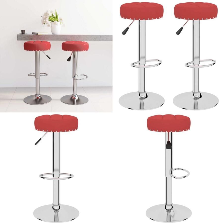 VidaXL Barkrukken 2 st stof wijnrood Barkruk Barkrukken Barkrukje Barkrukjes