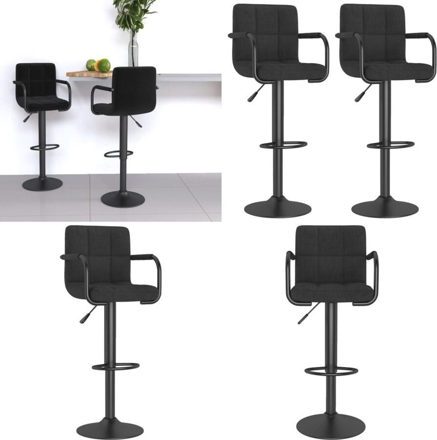 VidaXL Barkrukken 2 st stof zwart Barkruk Barkrukken Barkrukje Barkrukjes