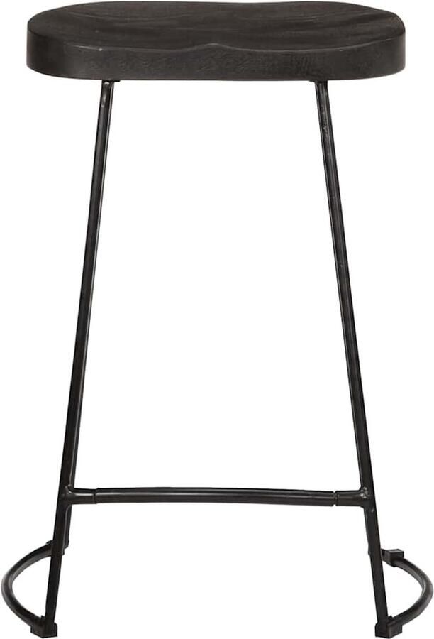 VidaXL Barkrukken 2 st zwart mangohout 45x40x62 cm Barkruk Barkrukken Stoel Ontbijt Barkruk