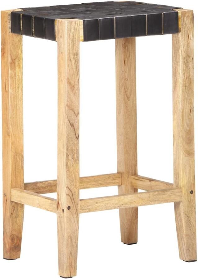 VidaXL Barkrukken 2 stuks Echt leer 75 cm Zwart Barstühlen Barkrukken Kopen Lederen Stoel Eetkamerstoelen Lounge Meubels Design Stoel Moderne Stoel Vintage Stoel Woonkamer Meubilair Keuken Meubilair Set Van 2 Stoelen