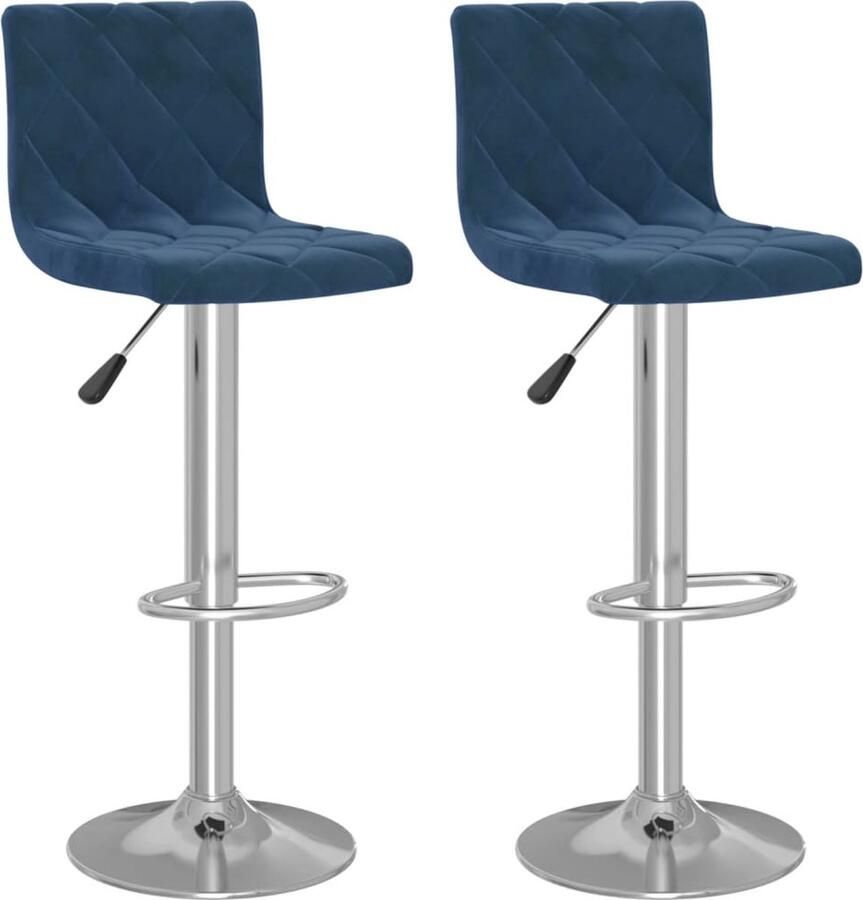 VidaXL Barkrukken 2 stuks Fluweel Blauw Barkruk Stoel Lounge Barstoel Designstoel Velvet Fluweel Blauw Modern Gasveermechanisme Verstelbaar Draaibare Stoel Ergonomisch Comfortabele Stoel