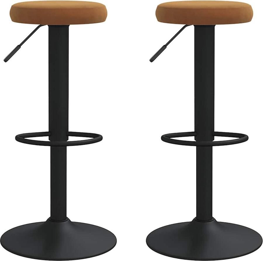VidaXL Barkrukken 2 stuks Fluweel Bruin Barkrukken Barstoelen Fluweel Stoel Bruine Stoel Design Stoel