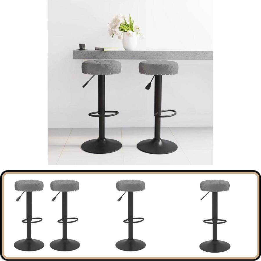 VidaXL Barkrukken 2 stuks Fluweel Donkergrijs Barstoel Barkruk Eetkamerstoel Lounge Stoel Velvet Bank