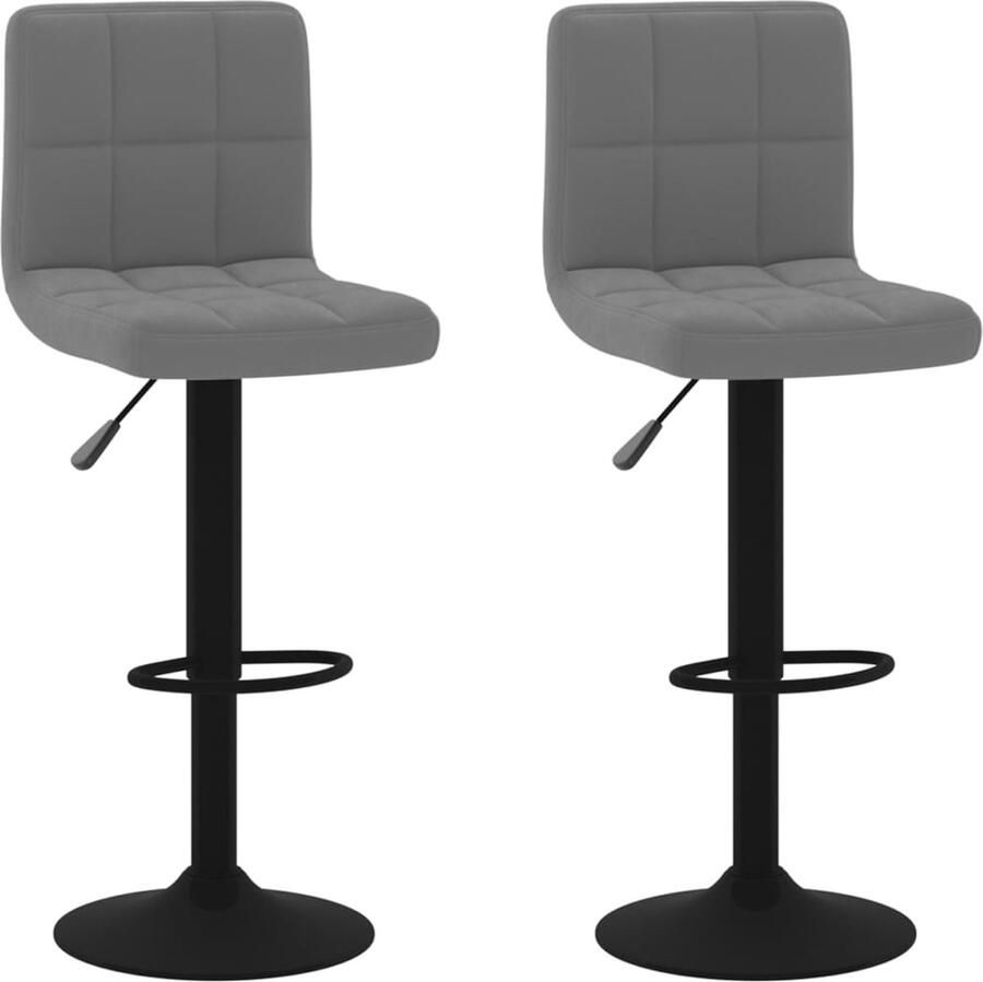 VidaXL Barkrukken 2 stuks Fluweel Donkergrijs Barstoel Barkruk Lounge Stoel Eetkamerstoel Comfortabele Stoel Fluweel Stoel Zwarte Stoel Grijze Stoel Draaibare Stoel Hoogteverstelbare Stoel