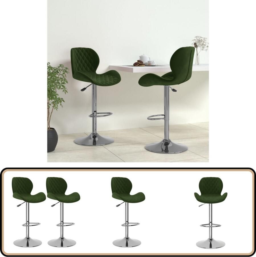 VidaXL Barkrukken 2 stuks Fluweel Donkergroen Barstoel Fluweel Stoel Donkere Groene Stoel Eetkamerstoel Keukenstoel