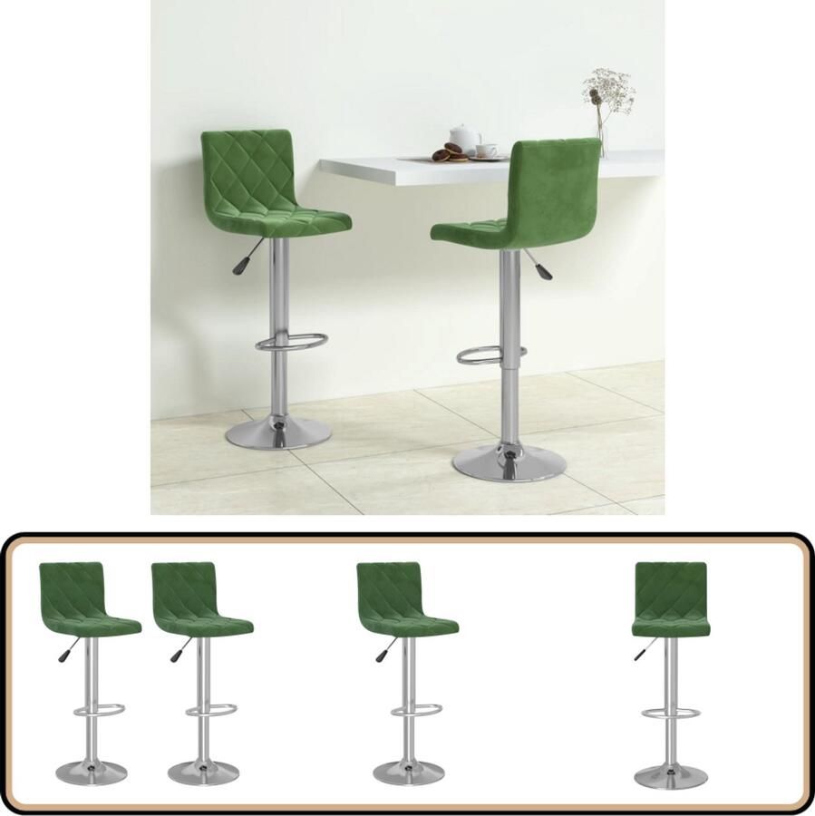 VidaXL Barkrukken 2 stuks Fluweel Donkergroen Barstoel Velvet Stoel Donkere Groene Stoel Eetkamerstoel Woonkamerstoel Design Stoel Moderne Stoel Comfortabele Stoel Hoge Stoel Draaibare Stoel Instelbare Stoel Lounge Stoel