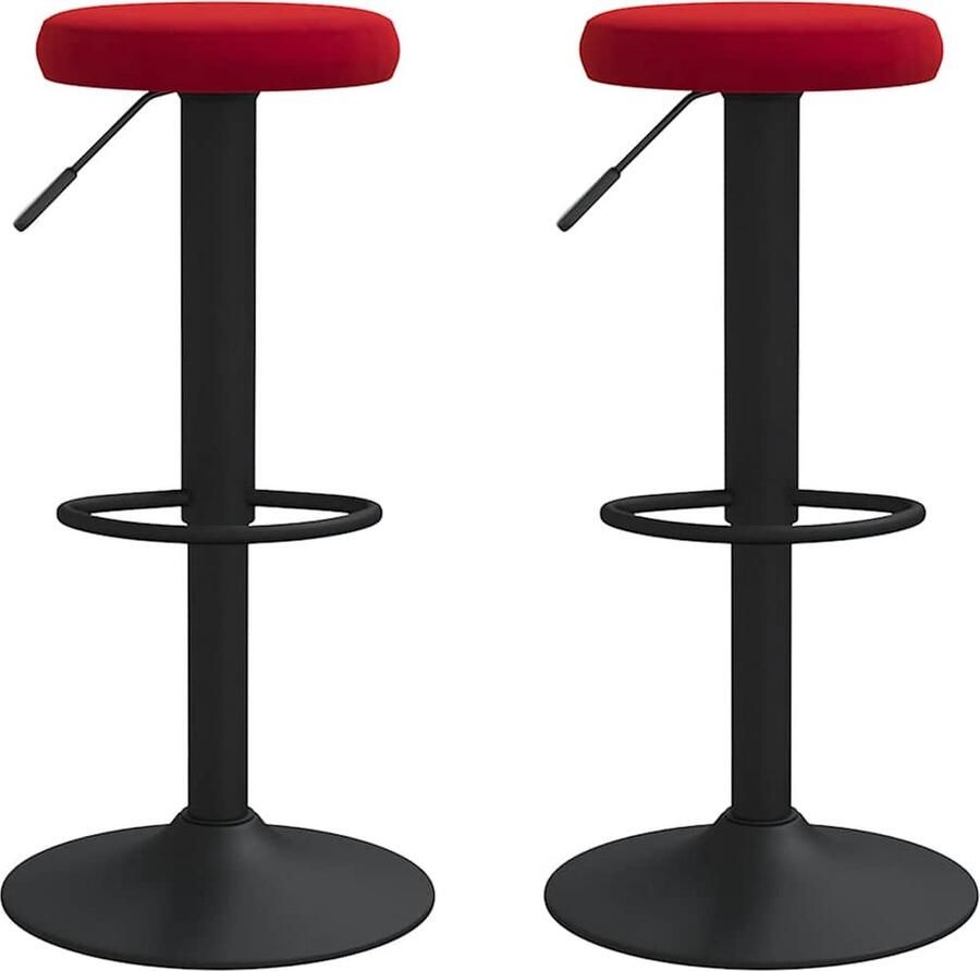 VidaXL Barkrukken 2 stuks Fluweel Wijnrood Barstoelen Krukken Lounge Stoelen Design Stoelen Velvet Stoelen