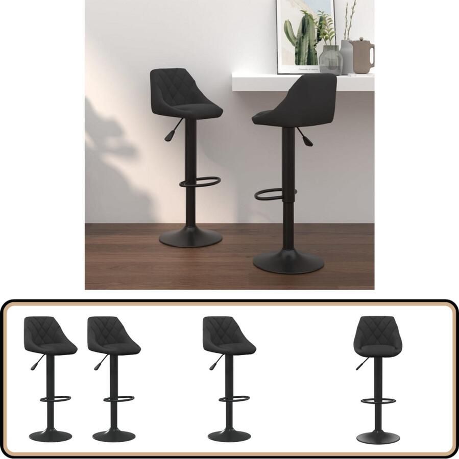 VidaXL Barkrukken 2 stuks Fluweel Zwart Barstoel Barkruk Stoel Lounge Stoel Design Stoel Velvet Stoel Zitzak Comfortabele Stoel Hoge Stoel Industriële Stoel