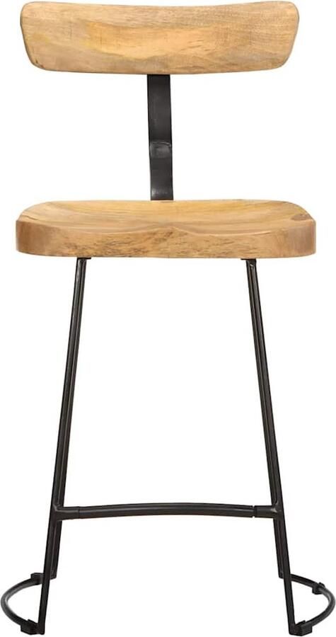 VidaXL Barkrukken 2 stuks Mangohout en IJzer Barstoelen Houten Stoelen Mangohouten Meubels Industrieel Design Keukenstoel