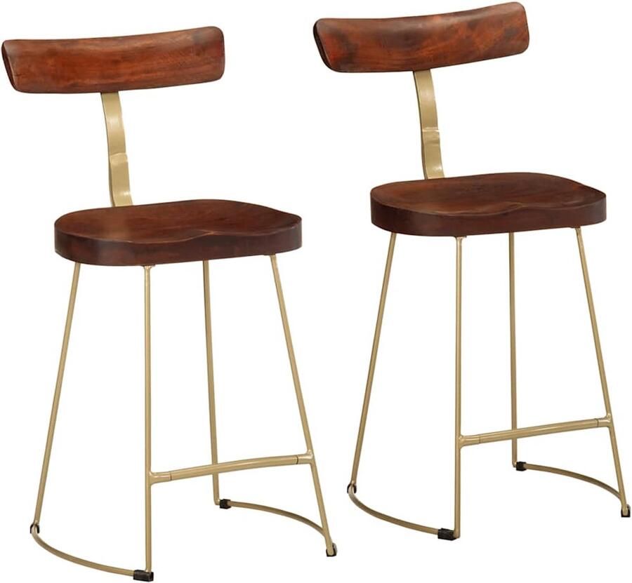 VidaXL Barkrukken 2 stuks Massief Mangohout 79 cm Barkruk Barkrukken Stoel Ontbijt Barkruk