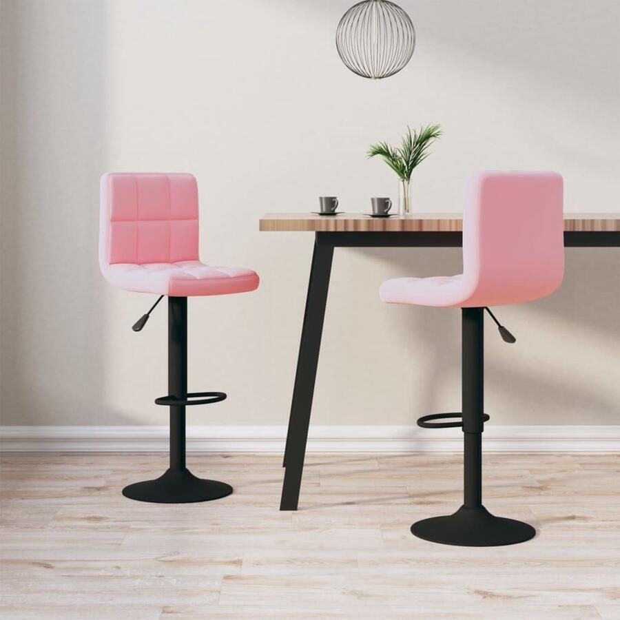 VidaXL Barkrukken 2 stuks roze fluweel en staal Barstoel Barkruk Stoel Lounge Stoel Fluweel Stoel Roze Stoel Roestvrijstalen Stoel Hoge Stoel - Foto 2