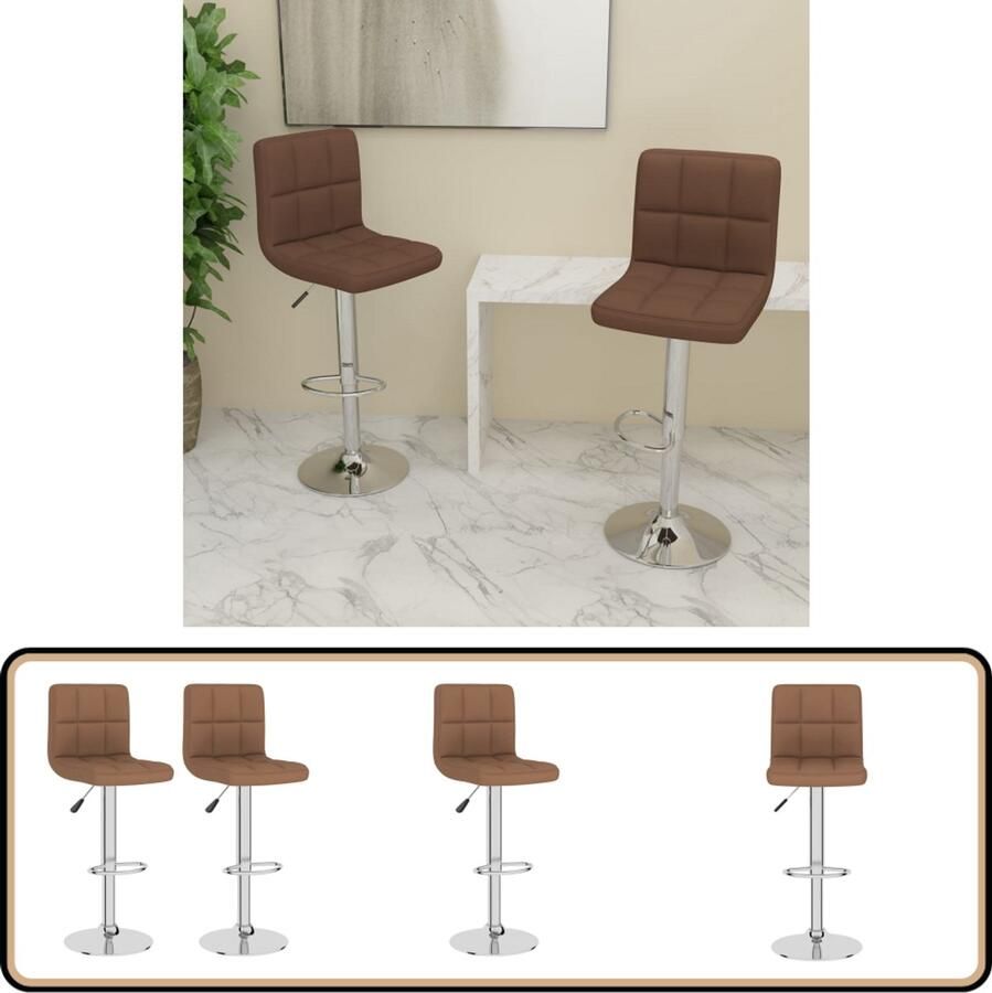 VidaXL Barkrukken 2 stuks Stof Bruin Barstoel Barkruk Keukenstoel Eetkamerstoel Stoffen Barkruk Bruine Barkruk Verstelbare Barkruk Draaibare Barkruk Hoge Barkruk Comfortabele Barkruk