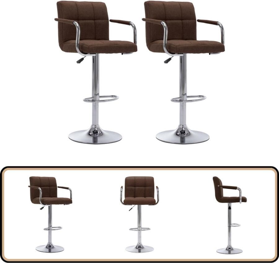 VidaXL Barkrukken 2 stuks Stof Bruin Barstoel Bruine Barstoel Eetkamerstoel Design Barstool Moderne Barstoel